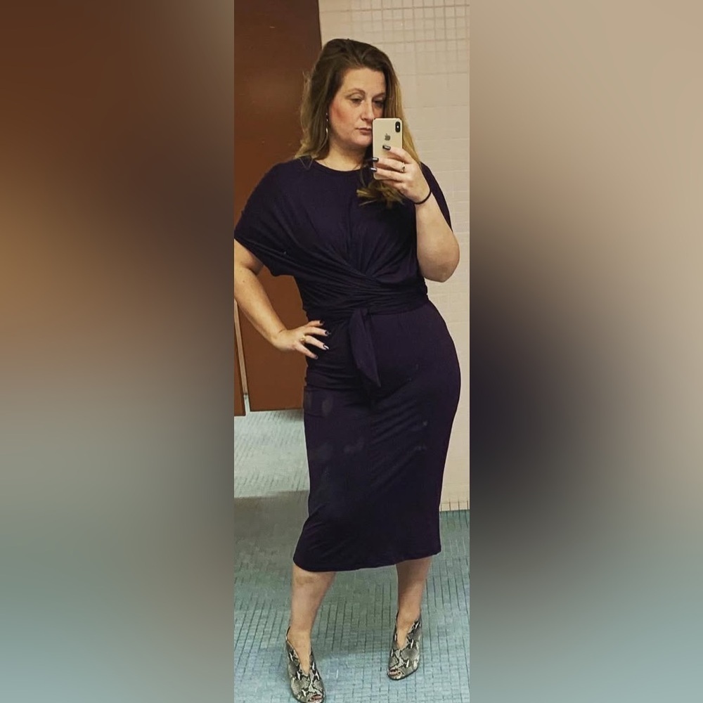 Bluheaven Chic Purple Midi Dress - Picture 3 of 7